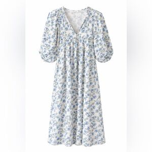 Saule Parc Womens Mercer Midi Dress Blue Green Floral Size XS